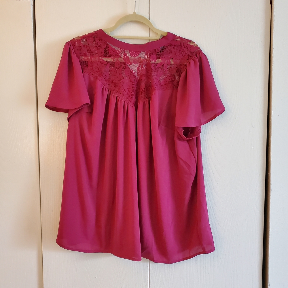 Torrid Pink Lace Yoke Blouse